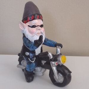 Garden Naughty Gnome Motorcycle Riding  Outdoor/ Indoor Decor 5" Tall